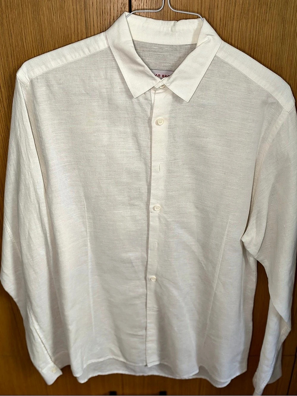 Orlebar Brown Giles Linen Shirt Long Sleeve Button Down in White Like New